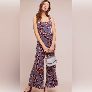 Anthropologie Moulinette Soeurs Velvet Burnout Wide Leg Jumpsuit Size 8